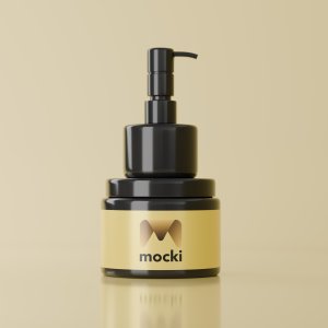 Elegant Cosmetic Pump Bottle Mockup – Glossy Black & Gold Edition