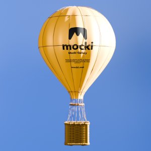 Hot Air Balloon Mockup in Clear Sky