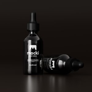 Premium Black Dropper Bottle Mockup