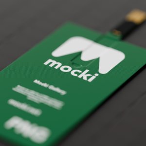 Close-Up Business Card USB Drive Mockup