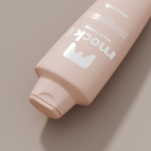 Close-Up Angled Cosmetic Bottle Mockup (Lying)