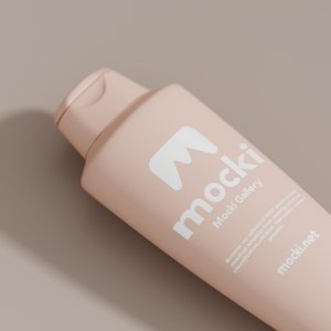 Reclined Cosmetic Bottle Mockup (Label Focus)