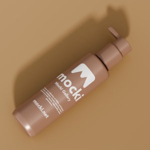 Angled Reclined Plastic Pump Bottle Mockup