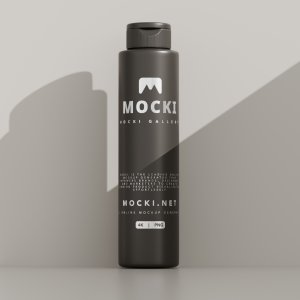 Sleek Black Plastic Bottle Mockup