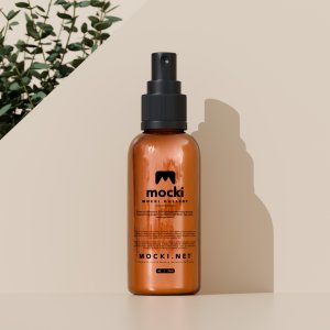 Natural Amber Glass Spray Bottle Mockup