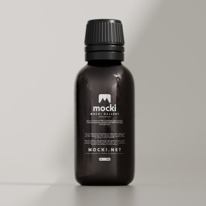 Black Glass Bottle Mockup