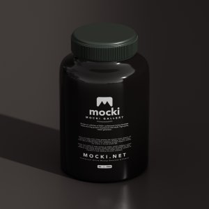 Plastic Supplement Bottle Mockup – Matte Black Jar Design