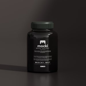 Black Plastic Jar Mockup for Vitamins & Nutritional Products
