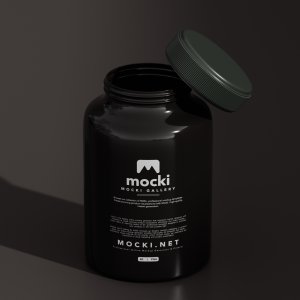 Matte Black Plastic Bottle Mockup – Capsule & Powder Packaging