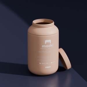 Open Plastic Supplement Jar Mockup