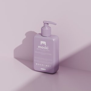 Angled Cosmetic Pump Bottle Mockup