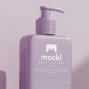 Close-Up Box Shaped Pump Bottle Mockup