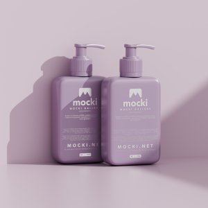 Dual Cosmetic Pump Bottle Mockup