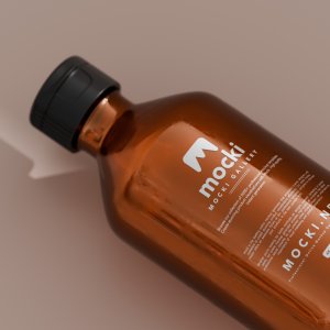 Close-Up Amber Bottle Mockup