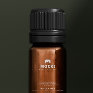 Detailed Amber Bottle Mockup for Label Designs