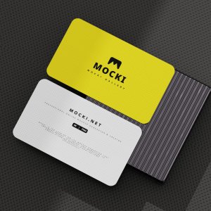 Layered Top-Down Business Card Mockup