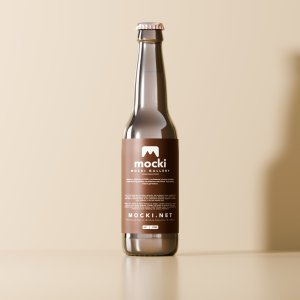 Photorealistic Brown Beer Bottle Mockup