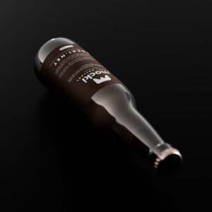 Lying Beer Bottle Mockup with Reflection