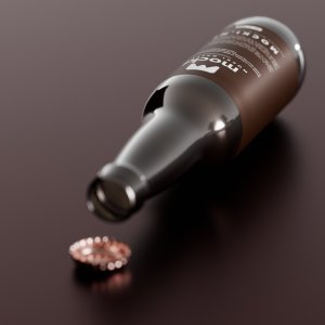 Opened Beer Bottle and Cap Mockup