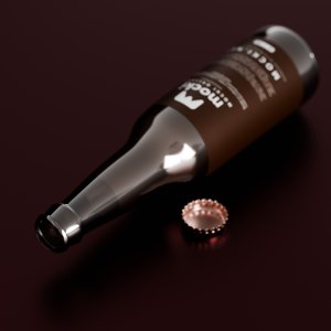 Detailed Uncapped Beer Bottle Mockup
