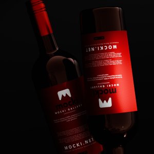 Dual Wine Bottle Composition Mockup
