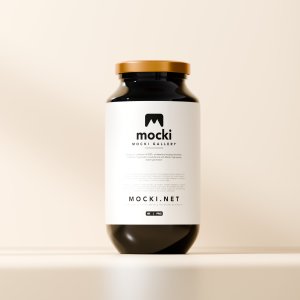 Premium Amber Glass Jar Mockup