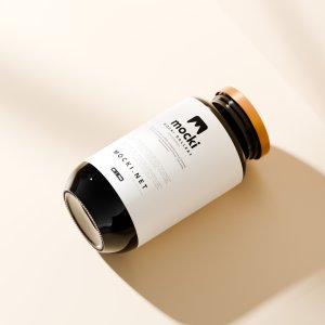 Angled Amber Glass Jar Mockup with Warm Light