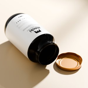 Angled Open Amber Glass Jar Mockup