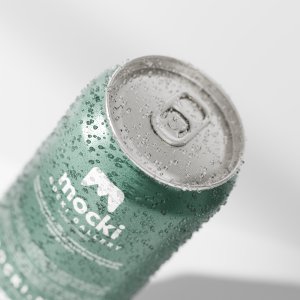 High-Angle Beverage Can Mockup with Detailed Top