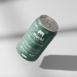 Floating Beverage Can Mockup with Soft Shadows