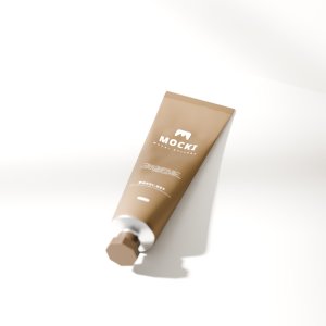 Angled Metal Cosmetic Tube Mockup with Soft Shadows