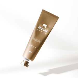 Floating Metal Cream Tube Mockup