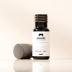 Dark Glass Bottle Mockup with Cap Off