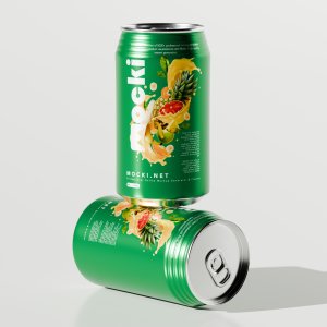 Stacked Duo Beverage Can Mockup