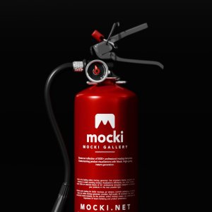 Fire Extinguisher Mockup on Black Background