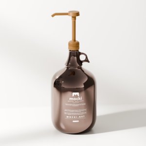 Angled Amber Glass Jug Pump Bottle Mockup