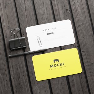 Angled View Rounded Business Card Mockup