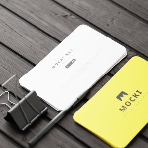 Close-Up Rounded Business Card & Stack Mockup