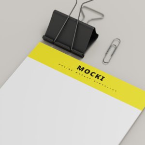Close-Up A4 Header Mockup with Clips