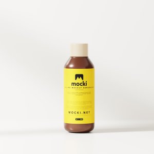 Brown Plastic Bottle Mockup - Liquid Product Packaging