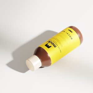 Laying Brown Plastic Bottle Mockup