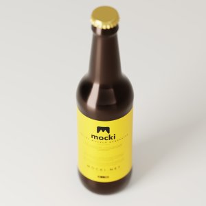 Top-Down Perspective Beer Bottle Mockup