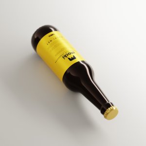 Horizontal Laying Beer Bottle Mockup