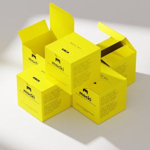 Customizable Square Cardboard Boxes Packaging Mockup