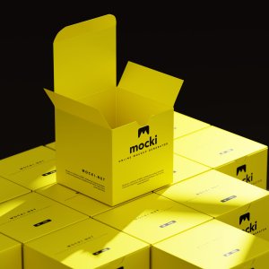 Sunlight Enhanced Square Packaging Box Mockup Array