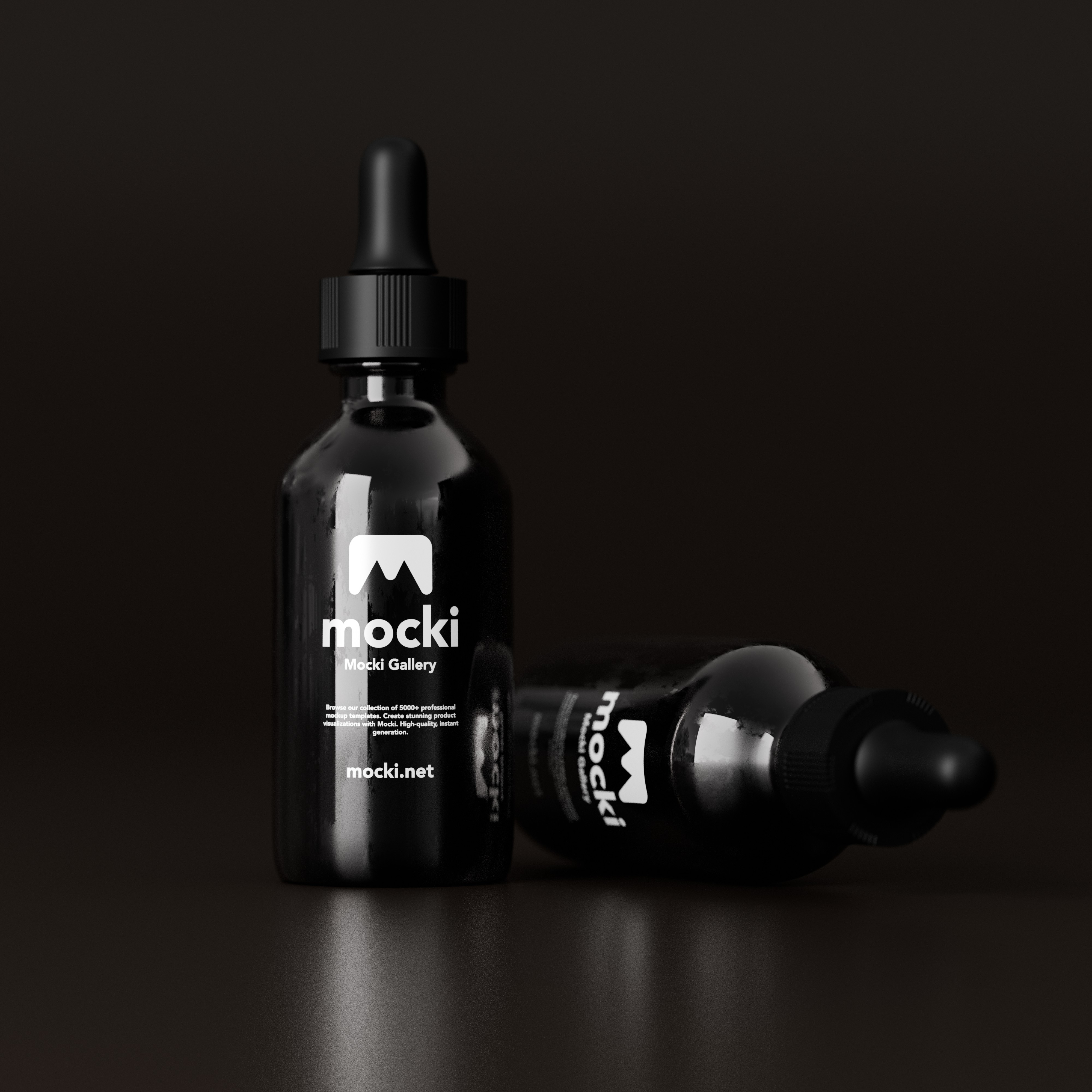Premium Black Dropper Bottle Mockup