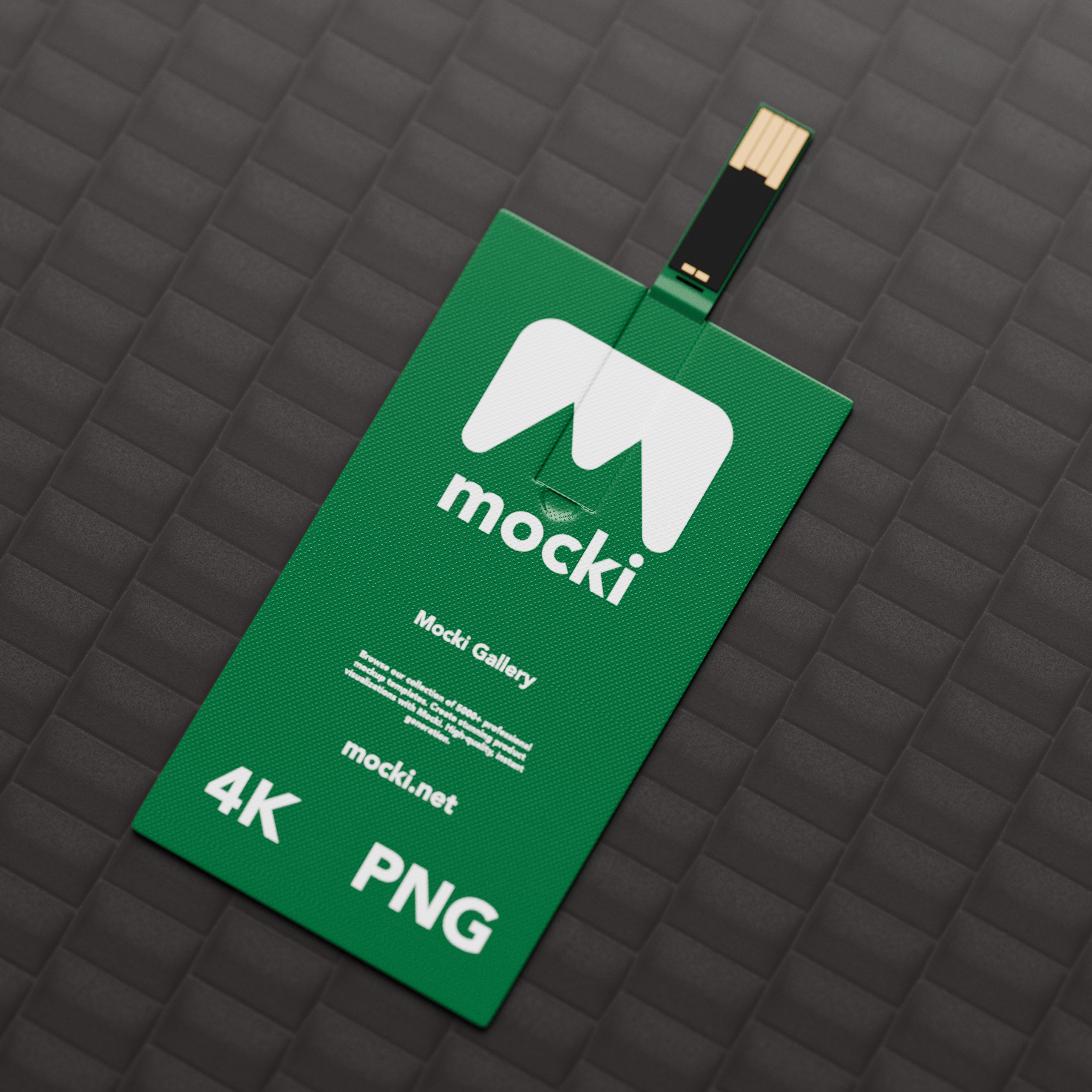 Flat Lay Business Card USB Flash Drive Mockup