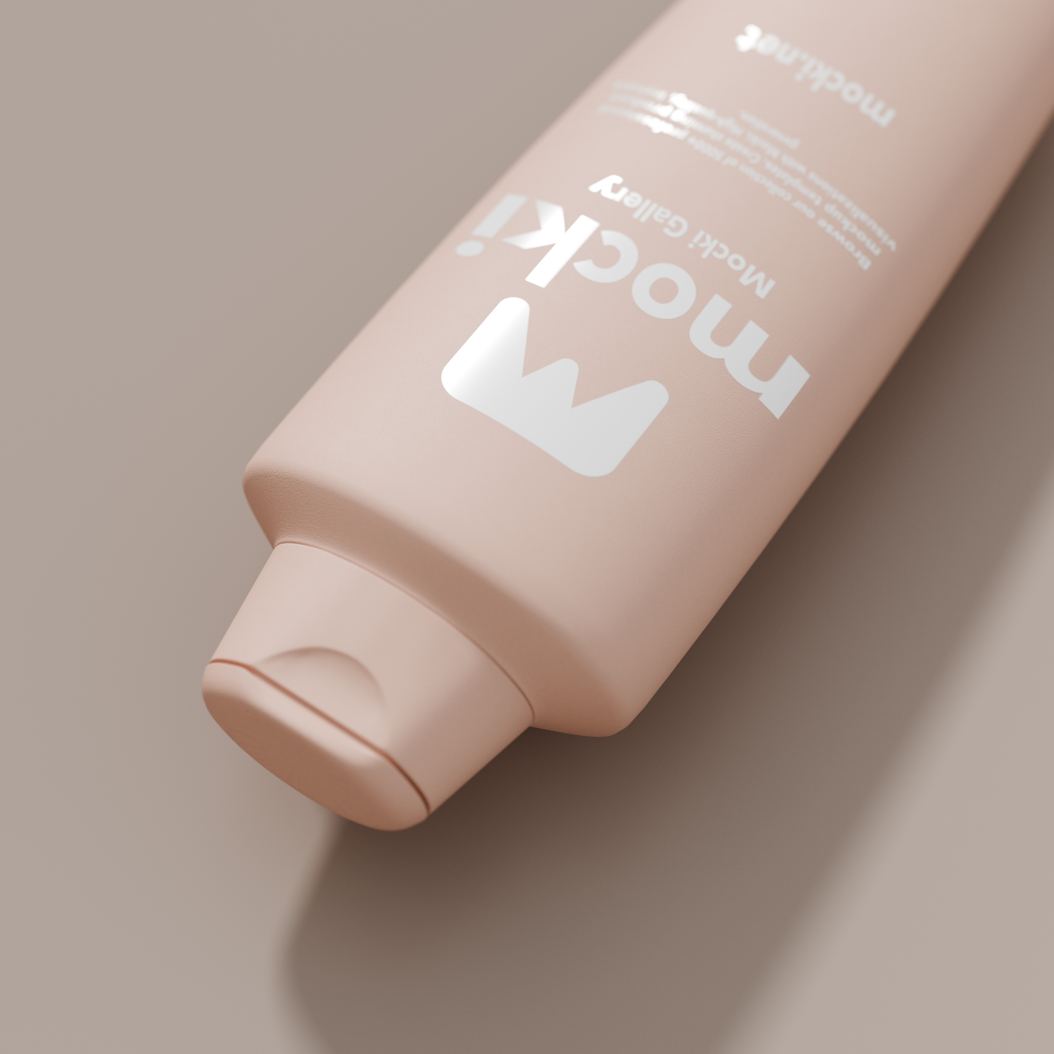 Close-Up Angled Cosmetic Bottle Mockup (Lying)