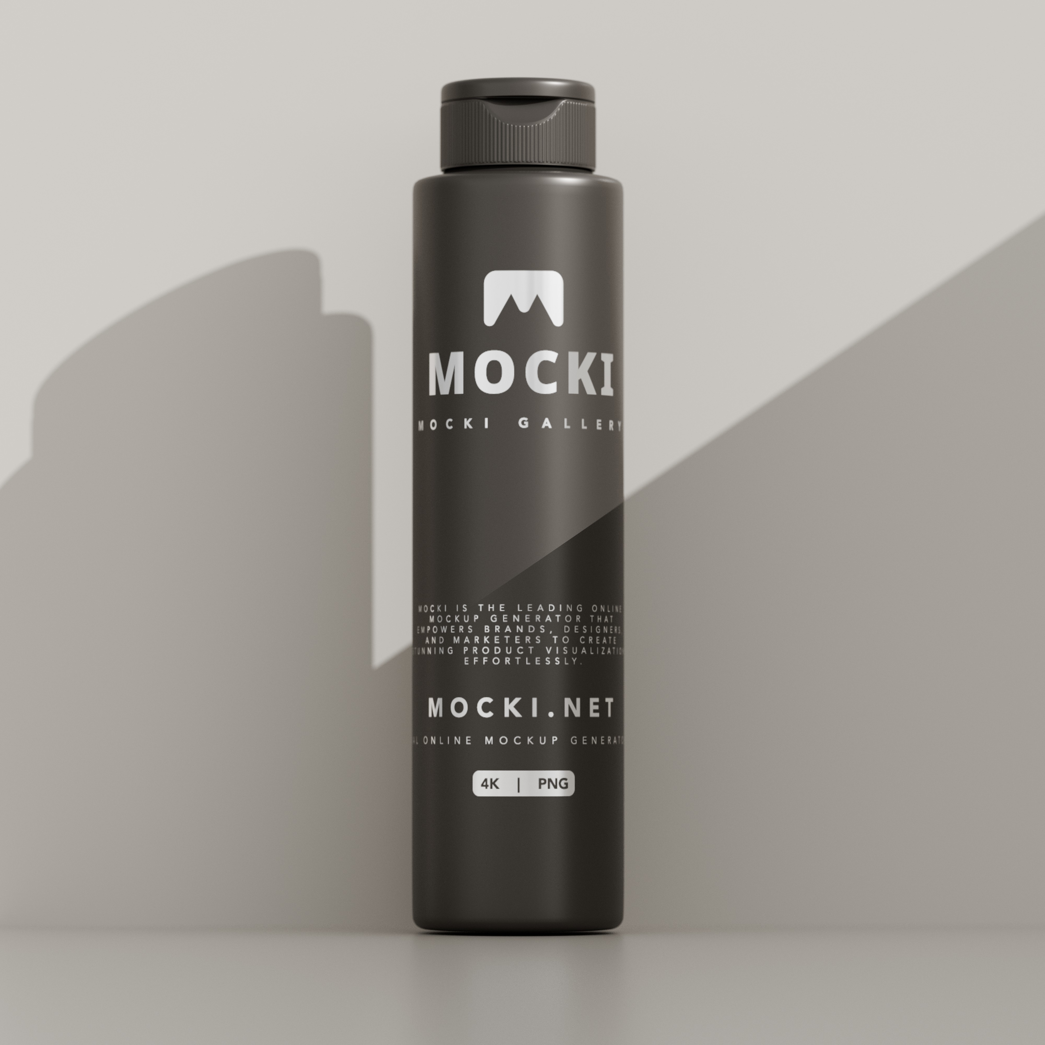 Sleek Black Plastic Bottle Mockup