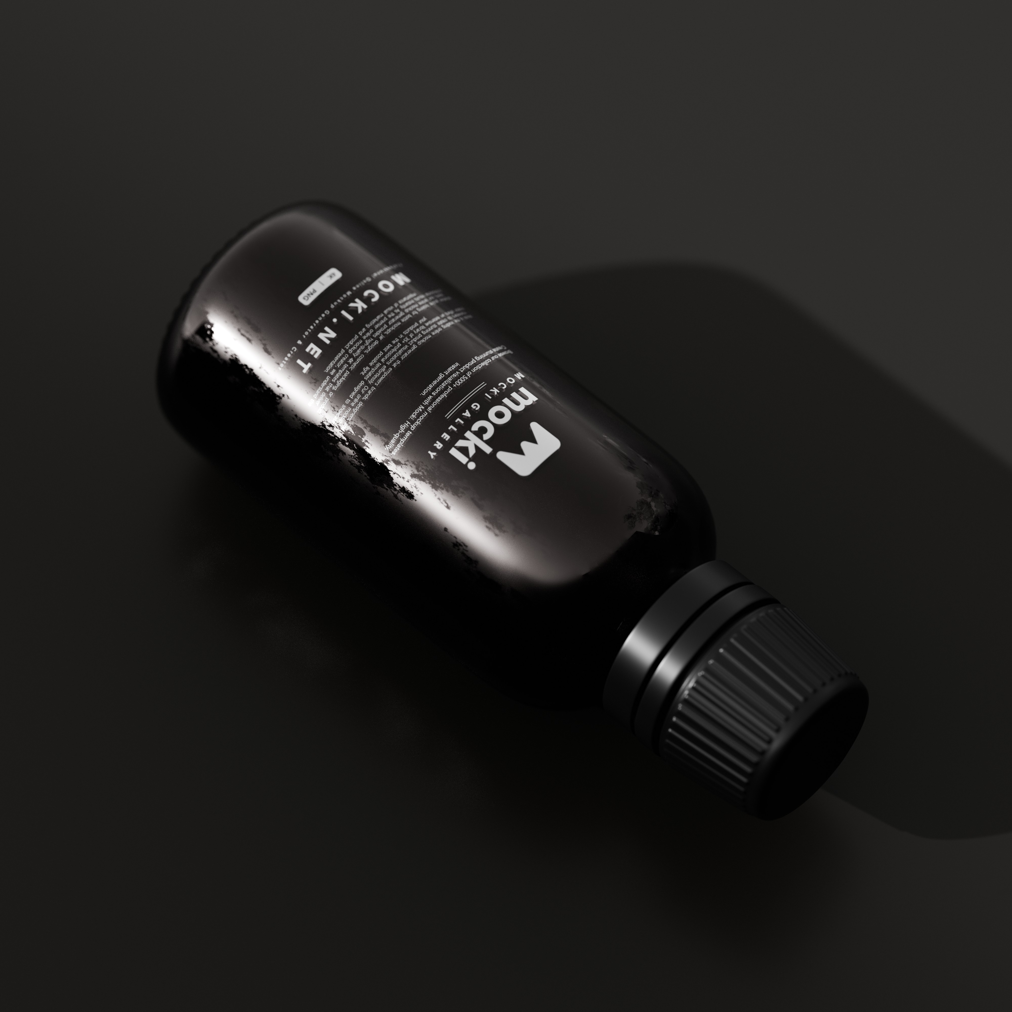 Black Glass Bottle Mockup Set – Front & Perspective Views